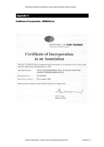 PREPARED BY NEPEAN HAWKESBURY WINE & GRAPE GROWING ASSOCIATION INC.  Appendix 5 Certificate of Incorporation - NHWGGA Inc.  SYDNEY WINE REGION – APPLICATION FOR GEOGRAPHIC INDICATION