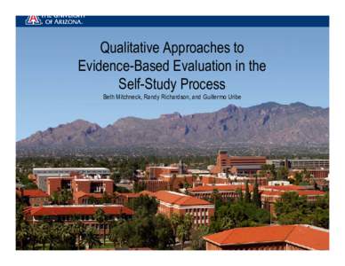 Qualitative Approaches to Evidence-Based Evaluation in the Self-Study Process Beth Mitchneck, Randy Richardson, and Guillermo Uribe  Quantitative vs. Qualitative Data