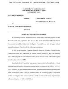 Case: 1:07-cv[removed]Document #: 207 Filed: [removed]Page 1 of 13 PageID #:2404  UNITED STATES DISTRICT COURT NORTHERN DISTRICT OF ILLINOIS EASTERN DIVISION JACK and RENEE BEAM,