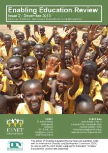 Enabling Education Review Issue 2 - December 2013 Special Edition: Inclusive Education and Disability  EENET