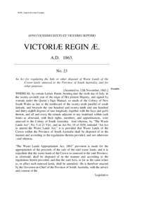 NOTE: original document 5 pages.  ANNO VICESIMO SEXTO ET VICESIMO SEPTIMO VICTORIÆ REGIN Æ. A.D. 1863.