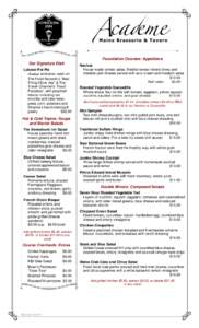 Kennebunk Maine Restaurant Menu - Academe - June 2015