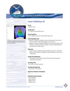 Section 3: Multibeam Sonar  Lesson 5: Watching in 3D Focus Multibeam sonar Grade Level