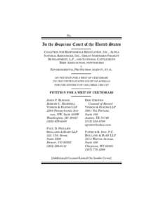 No.  In the Supreme Court of the United States COALITION FOR RESPONSIBLE REGULATION, INC., ALPHA NATURAL RESOURCES, INC., GREAT NORTHERN PROJECT DEVELOPMENT, L.P., AND NATIONAL CATTLEMEN’S