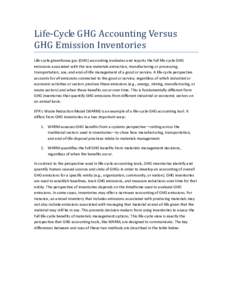 Life-Cycle GHG Accounting Versus GHG Emission Inventories