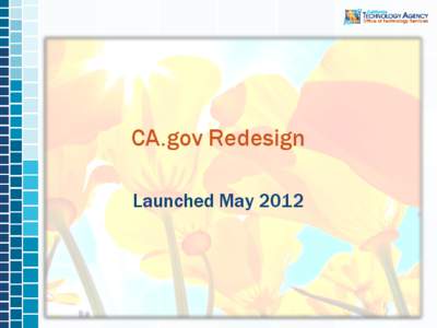 CA.gov Redesign Launched May 2012 What’s New? • Responsive design aimed at widescreen,