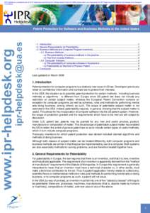 IPR-Helpdesk is a constituent part of the IP Awareness and Enforcement: Modular Based Actions for SMEs project which is co-financed by the CIP Programme, DG Enterprise and Industry of the European Commission Patent Prote