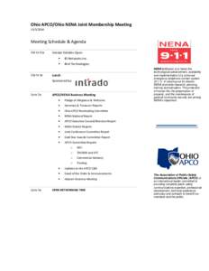 Ohio APCO/Ohio NENA Joint Membership Meeting[removed]Meeting Schedule & Agenda 10a to 12p