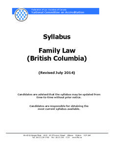 Federation of Law Societies of Canada  National Committee on Accreditation Syllabus Family Law