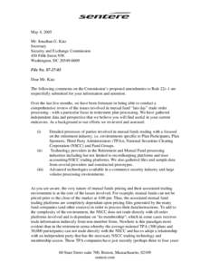 May 4, 2005 Mr. Jonathan G. Katz Secretary Security and Exchange Commission 450 Fifth Street NW. Washington, DC[removed]