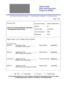 ORAU TEAM Dose Reconstruction Project for NIOSH Oak Ridge Associated Universities I Dade Moeller & Associates I MJW Corporation Page 1 of 40