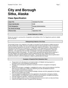 Assistant Fire Chief[removed]Page 1 City and Borough Sitka, Alaska