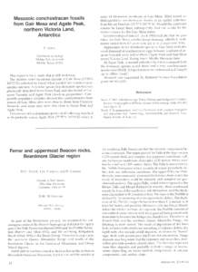 Mesozoic conchostracan fossils from Gair Mesa and Agate Peak, northern Victoria Land, Antarctica P. TASCH