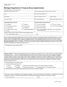 Form 1353, Michigan Department of Treasury Nexus Questionnaire