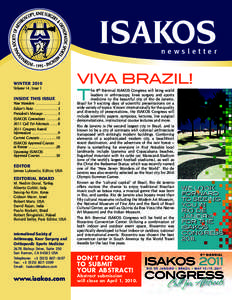 ISAKOS newsletter WINTER 2010 Volume 14, Issue 1
