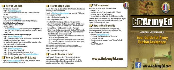 How to Get Help  	 Go to www.GoArmyEd.com and select the yellow “Helpdesk” tab ■	 Select the “List of Toll-Free Numbers Outside of Continental United States” link. ■