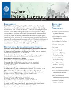 ®  PsycINFO Psicofarmacologia Applicazioni Interdisciplinari