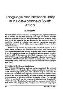 Language and National Unity in a Post-Apartheid South Africa