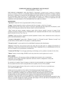 LOMPOCNET SERVICE AGREEMENT AND USE POLICY Revision[removed], v.2 Page 1 of 5 THIS SERVICE AGREEMENT AND USE POLICY (