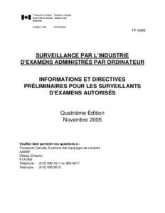 Transports Canada Transport Canada Sécurité et sûreté Safety and Security Aviation civile  Civil Aviation