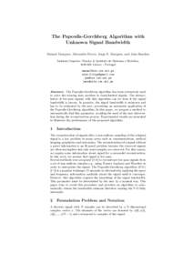 The Papoulis-Gerchberg Algorithm with Unknown Signal Bandwidth Manuel Marques, Alexandre Neves, Jorge S. Marques, and Jo˜ao Sanches Instituto Superior T´ecnico & Instituto de Sistemas e Rob´ oticaLisboa - Po