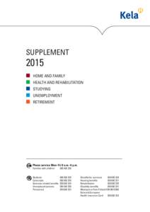 SUPPLEMENT[removed]HOME AND FAMILY HEALTH AND REHABILITATION STUDYING