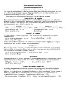 Mountainburg School District District Status Report for[removed]ACCREDITATION STANDARDS FOR[removed]The Standards of Accreditation of Public Schools require that each school offer three programs of study in three differe