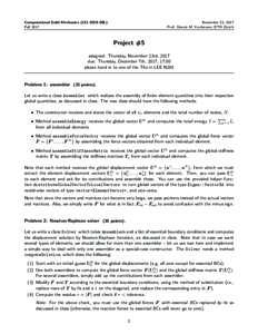 Computational Solid Mechanics00L) Fall 2017 November 23, 2017 Prof. Dennis M. Kochmann, ETH Z¨ urich