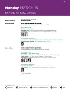 11  MONDAY Monday MARCH 16 Re:Think Big Data: Max ROI