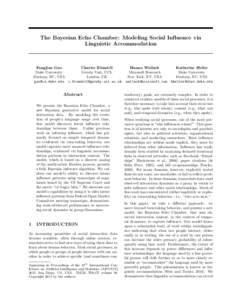 The Bayesian Echo Chamber: Modeling Social Influence via Linguistic Accommodation Fangjian Guo Charles Blundell Duke University