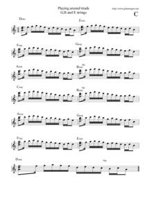 Playing around triads G,B and E strings Dmin \\ &