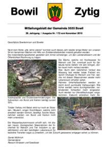 Bowil  Zytig Mitteilungsblatt der Gemeinde 3533 Bowil 28. Jahrgang / Ausgabe Nr. 172 vom November 2015