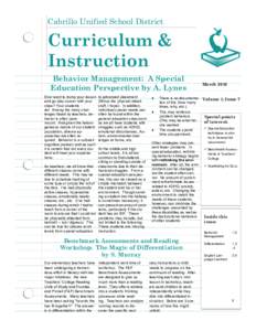 Cabrillo Unified School District  Curriculum & Instruction Behavior Management: A Special Education Perspective by A. Lynes