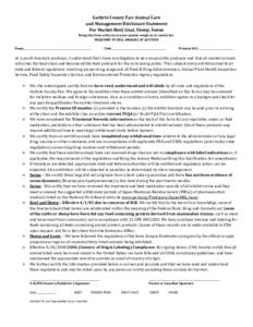 Guthrie County Fair Animal Care and Management Disclosure Statement For Market Beef, Goat, Sheep, Swine Bring this form with you to your species weigh-in at county fair. REQUIRED TO SELL ANIMALS AT AUCTION Name__________