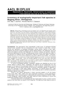 AACL BIOFLUX Aquaculture, Aquarium, Conservation & Legislation International Journal of the Bioflux Society Inventory of ecologically-important fish species in Bugang River, Philippines