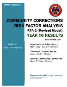 STATE OF COLORADO  COMMUNITY CORRECTIONS RISK FACTOR ANALYSIS RFA-2 (Revised Model)