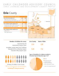 E A R LY C H I L D H O O D A D V I S O R Y C O U N C I L E A R LY L E A R N I N G A N D D E V E L O P M E N T C O U N T Y P R O F I L E Erie County Children with Special Needs - ODH and ODE TOTAL POPULATION UNDER AGE 61