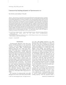 Paleobiology, 33(4), 2007, pp. 610–638  Craniocervical feeding dynamics of Tyrannosaurus rex Eric Snively and Anthony P. Russell  Abstract.—Tyrannosaurus rex and other tyrannosaurid theropods exerted high bite forces