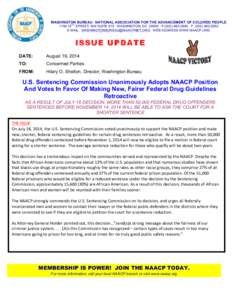 WASHINGTON BUREAU · NATIONAL ASSOCIATION FOR THE ADVANCEMENT OF COLORED PEOPLE TH[removed]STREET, NW SUITE 915 · WASHINGTON, DC 20005 · P[removed] · F[removed]E-MAIL: [removed] · WEB