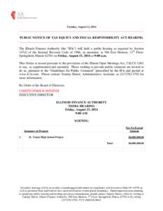 Tuesday, August 12, 2014  ______________________________________________________________________________ PUBLIC NOTICE OF TAX EQUITY AND FISCAL RESPONSIBILITY ACT HEARING _________________________________________________