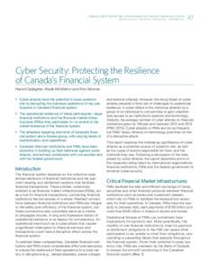 Cyber Security: Protecting the Resilience of Canada’s Financial System