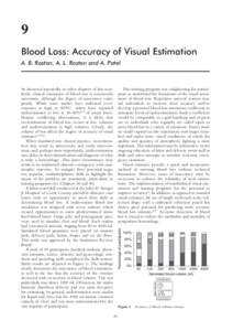 9 Blood Loss: Accuracy of Visual Estimation A. B. Roston, A. L. Roston and A. Patel This training program was enlightening for participants to understand the limitations of the visual assessment of blood loss. Repetitive