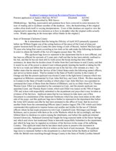 Southern Campaign American Revolution Pension Statements Pension application of Andrew McClary W7417 Elizabeth fn51NC Transcribed by Will Graves[removed]