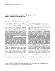 GEOPHYSICS, VOL. 64, NO. 4 (JULY-AUGUST, 1999); P. 1139–1142  Special section on azimuthal dependence of P-wave seismic signatures—Introduction  Ilya Tsvankin∗ and Heloise B. Lynn‡ , Guest Editors