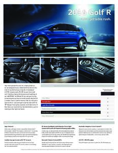 2016 Golf R Unforgettable rush. Your fast-paced life calls for a fast-paced car, so we designed every 2016 Golf R to deliver the kind of excitement you long for. A standard