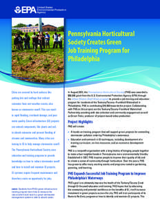Pennsylvania Horticultural Society Creates Green Job Training Program for Philadelphia  Cities are covered by hard surfaces like