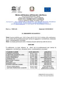 Ministero dell’Istruzione, dell’Università e della Ricerca UFFICIO SCOLASTICO REGIONALE PER LA CAMPANIA UFFICIO XIII AMBITO TERRITORIALE PER LA PROVINCIA DI BENEVENTO ISTITUTO COMPRENSIVO AMOROSI di SCUOLA dell’IN