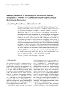 © Entomologica Fennica. 11 October[removed]Different behaviour of mitochondrial and nuclear markers: introgression and the evolutionary history of Chrysocarabus (Coleoptera: Carabidae) Andreas Düring, Martina Brückner &