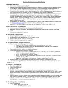 Carolina BrewMaster’s July 2013 Meeting I) President – Bill Lynch • Who brewed what since last meeting? • Ways to contact the officers and the reasoning behind it; Board of Directors can be contacted by clicking 