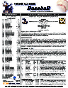 2013 UC SAN DIEGO  Baseball Contact: Doga Gur • [removed] • [removed]